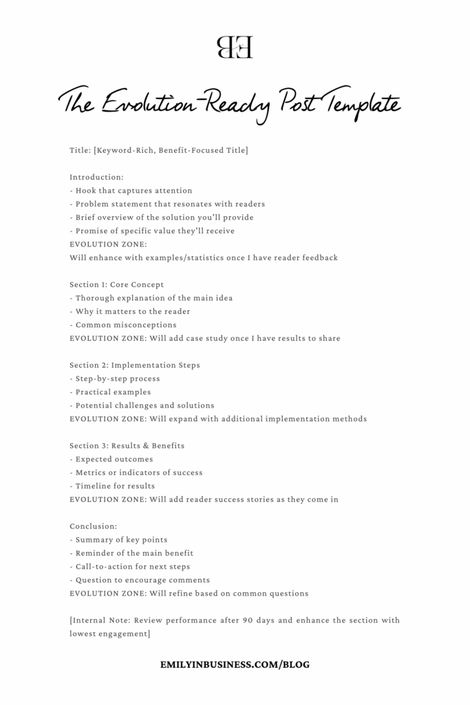 The Evolution Ready Blog Post Template for Beginner Bloggers